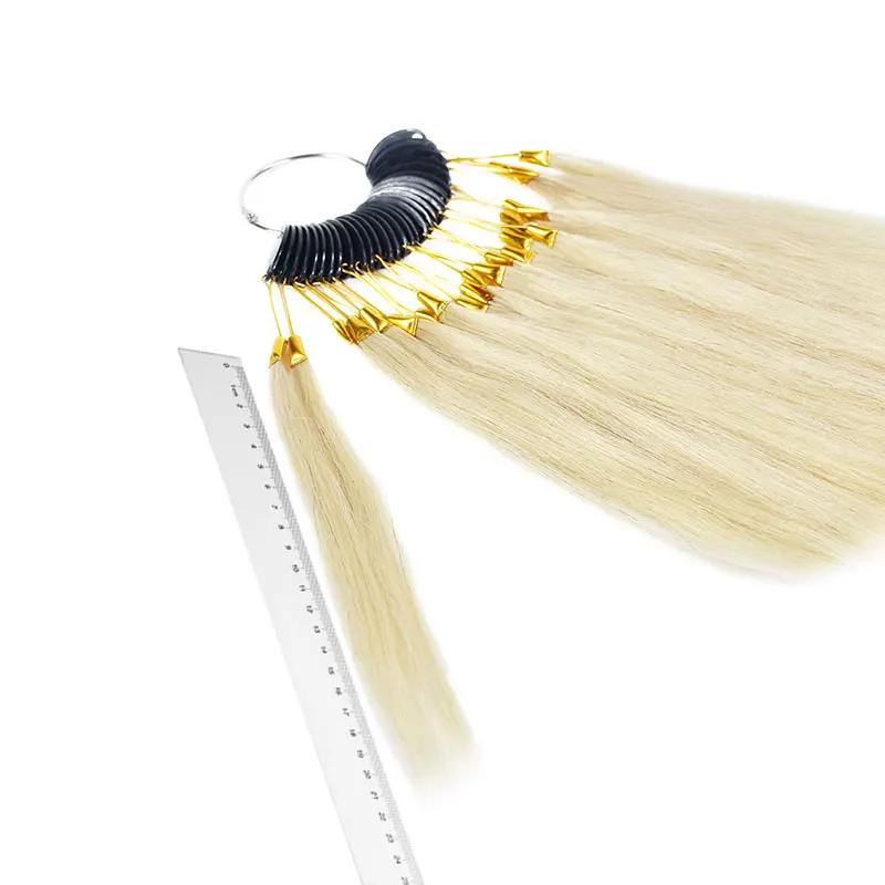 L-email wig 30pcs/set 100% Beige Human Virgin Hair Color Ring for Hair Extensions Salon Hair Dyeing Sample Can Be Dye Any Color