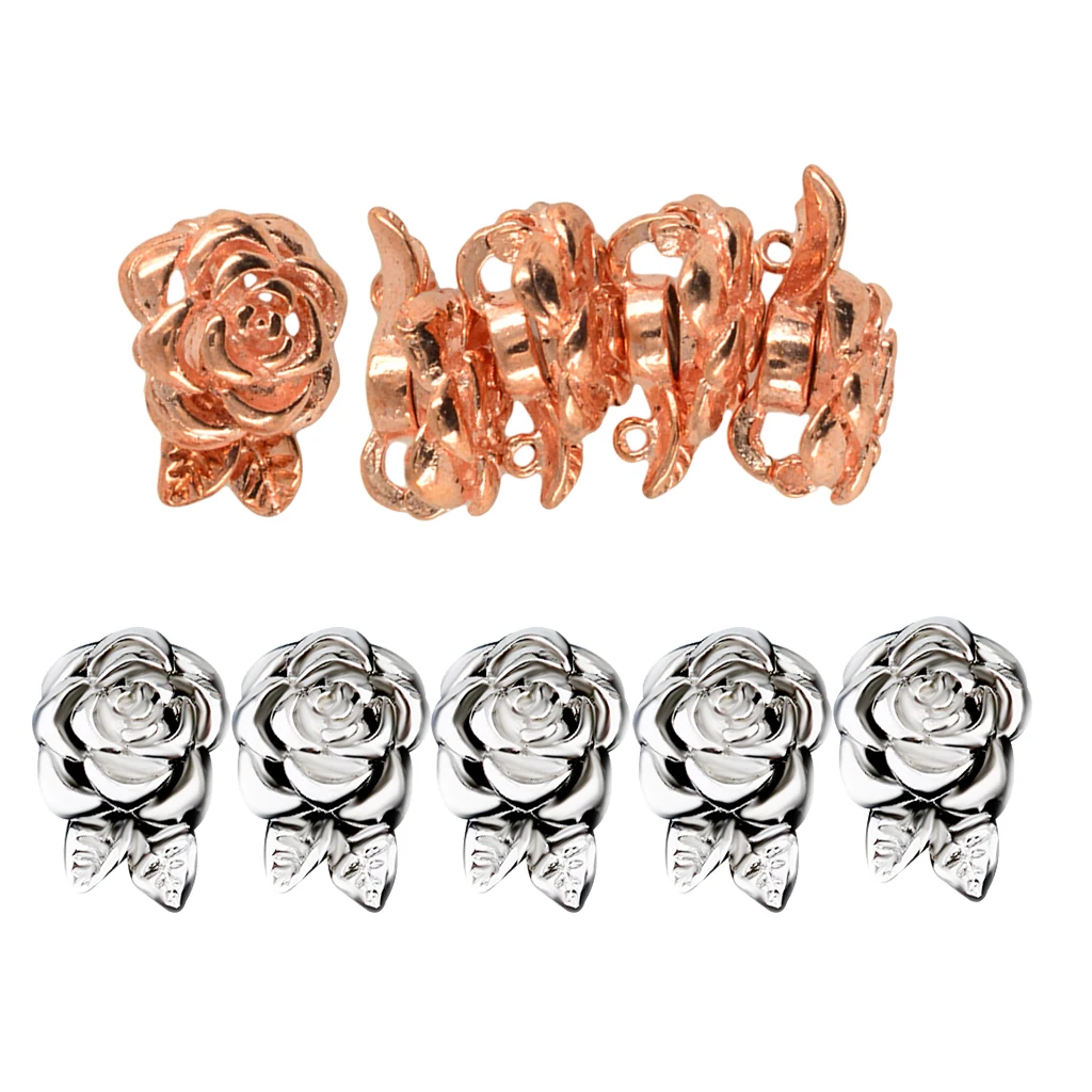 

10pcs Rose Gold/Silver Flower Beads Magnetic Clasps Jewelry Clasp Connectors