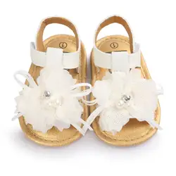 Лето 2017 г. маленьких Босоножки Skidproof малышей маленьких Обувь с цветочным орнаментом босоножки из искусственной кожи