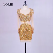 Блестящее Золотое короткое вечернее платье Vestido de noche прозрачные сзади элегантные платья для выпускного вечера для женщин Формальное свадебное платье