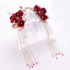 Chinese Classic Bride Wedding Hair Jewelry Accessories Red Rose Flower Tassel Hair Pins Crystal Bridal Hairpins Headpiece BH ► Photo 3/6