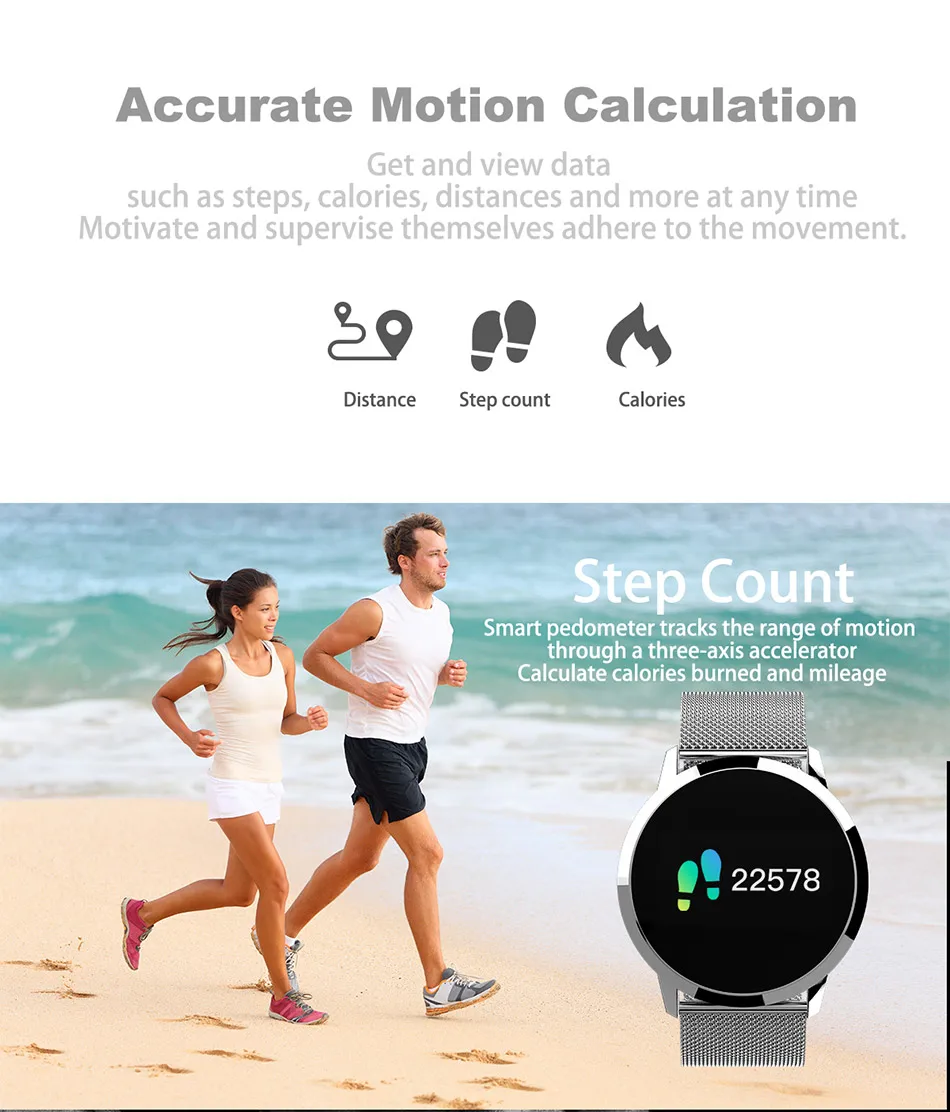 Фитнес Смарт-часы для мужчин и женщин OLED экран монитор сердечного ритма кровяное давление педометр с сенсорным управлением здоровье Спортивные часы для Android IOS