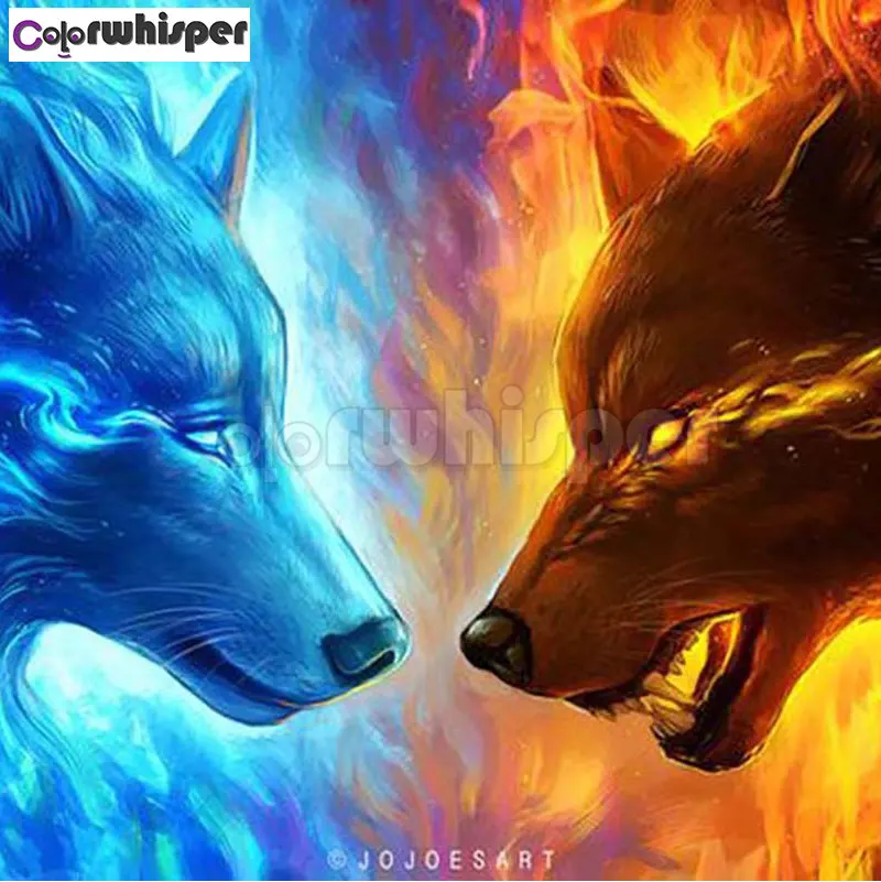 

Diamond Painting Full Square/Round Daimond Painting"Animal Wolf Fantasy Fire"Mosaic Rhinestone Embroidery Art Decoration 161DP
