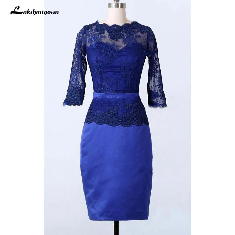 Lange Mouwen Satin Moeder van de Bruid Jurken Korte Schede Kanten Jurk Wedding Party Gown Vestidos De Novia Lange Mouwen Satin Moeder van de Bruid Jurken Korte Schede Kanten Jurk Wedding Party Gown Vestidos De Novia