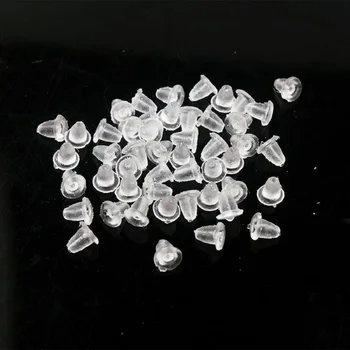 

100pcs/lot Stud Earring Transparent Rubber Stoppers Silicone Round Ear Plugging Blocked Backs Ear