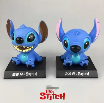 

12CM Evade Glue Lilo & Stitch Action Figure Shaking His Head Doll Car Furnishing Articles Toy Model Holiday Gifts Ornaments