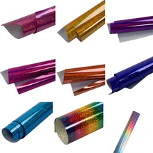 HOHOFILM 50cm*300cm Holographic Heat Transfer Vinyl Heat Press Vinyl PU Decorative Iron on Vinyl 20''x118'' High Quality