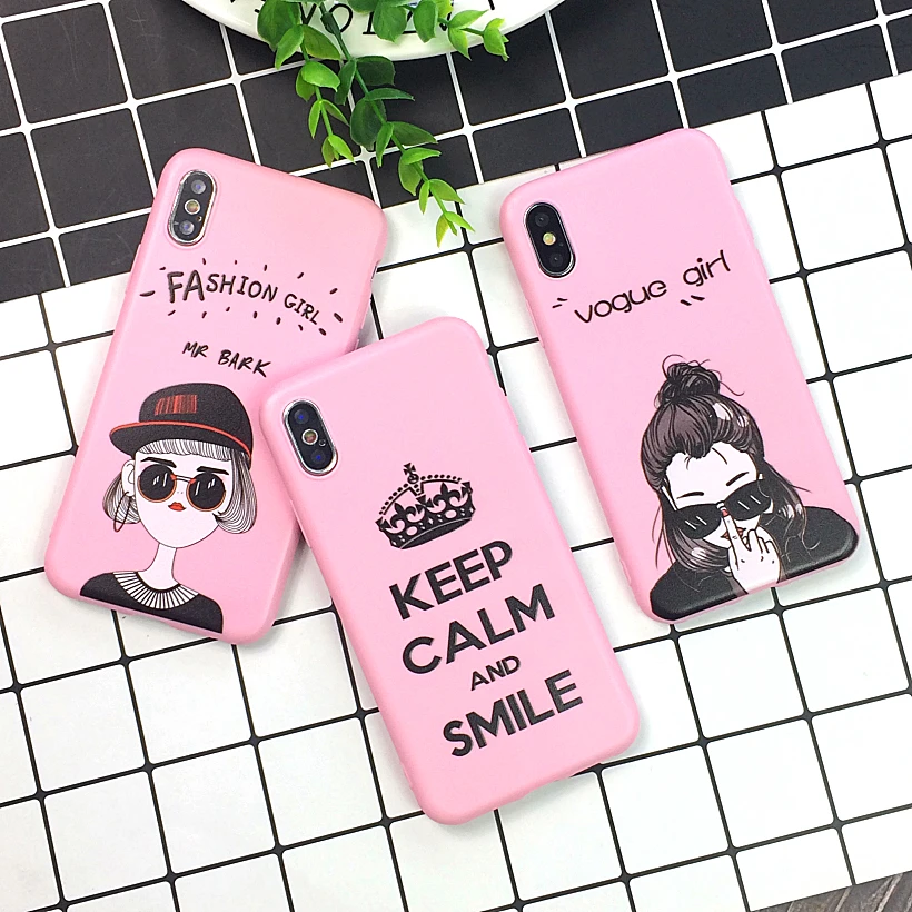 

Cute Pink Pig Cartoon Cool Girl Case For iPhone X 7 8 XR XS Max For iPhone 6 6s Plus Cases Soft TPU Back Cover