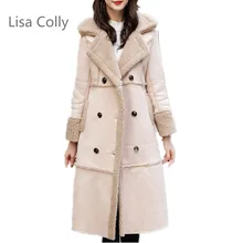 Lisa Colly зимнее женское теплое пальто, куртка, новое пальто из лисьего меха, роскошное пальто из искусственного меха ягненка, пальто из искусственного меха, пальто из искусственного меха лисы, верхняя одежда