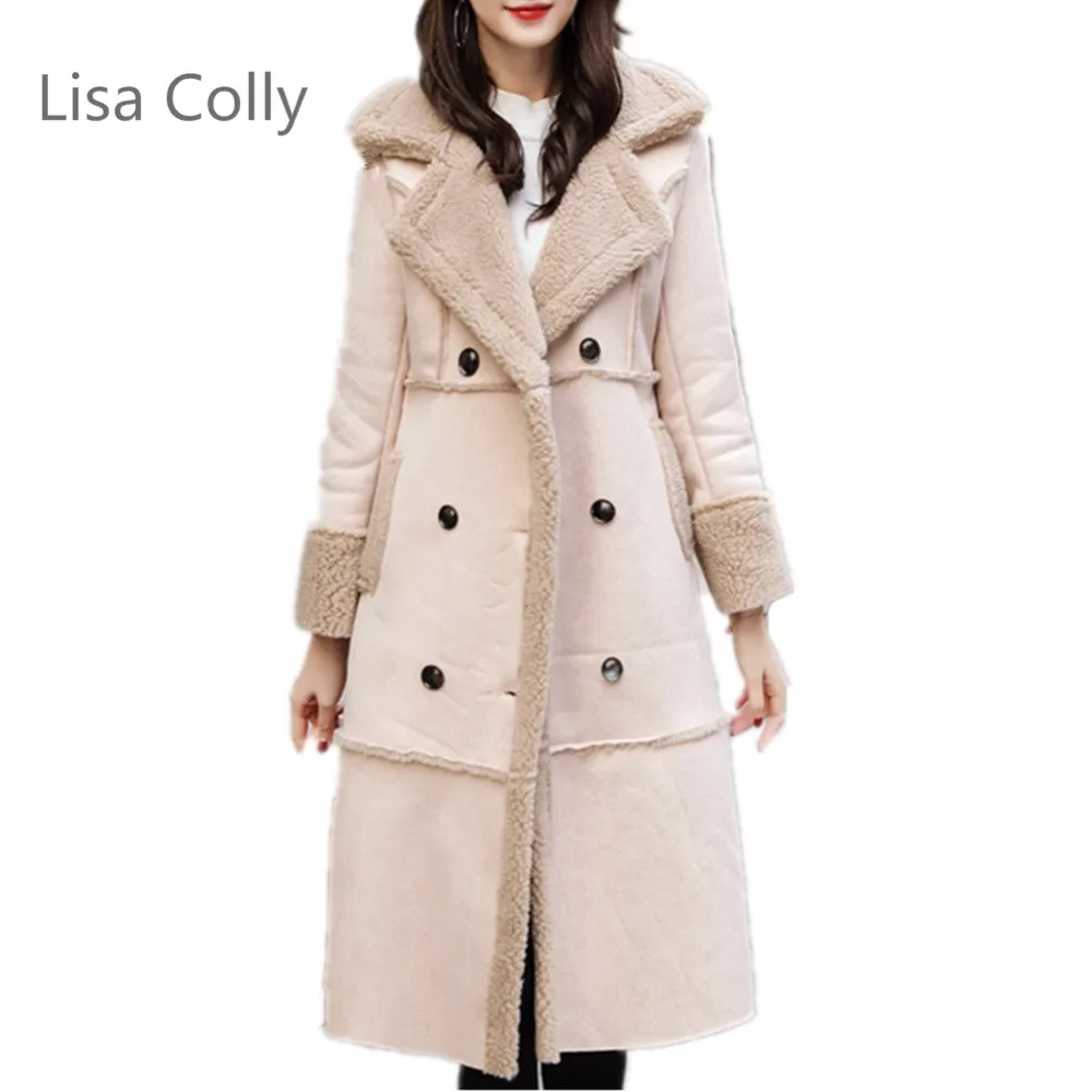 

Lisa Colly Winter Women Warm Coat Jacket New Fox Fur Coat Luxury Faux Lamb fur coat Faux Fur Coat Overcoat Fake Fox fur Outwear