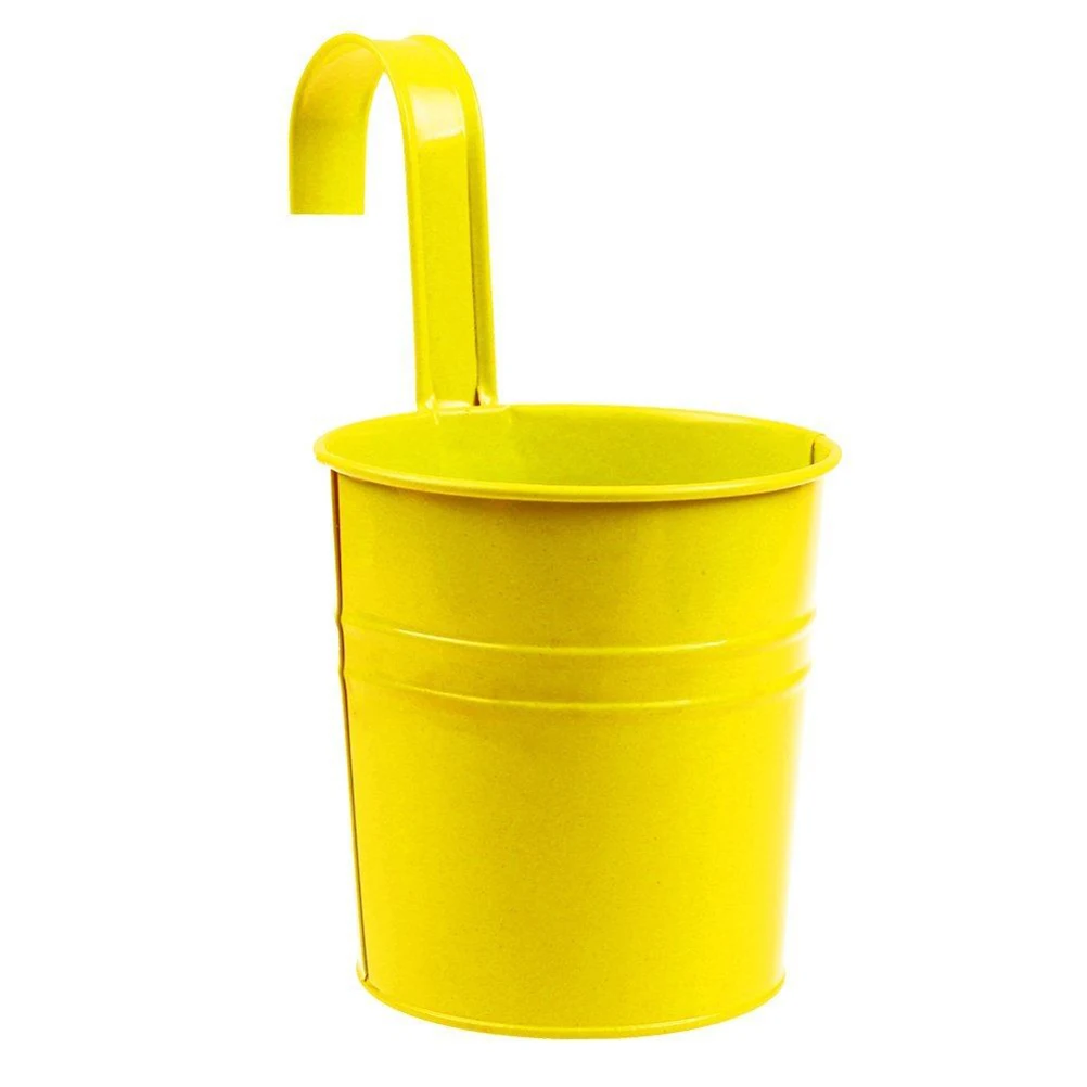 

BESTIM INCUK Planter Wall Hanging Bucket Pastoral Flower Holder Garden Hanging Vase Wrought Iron Flower Barrel Balcony Pot