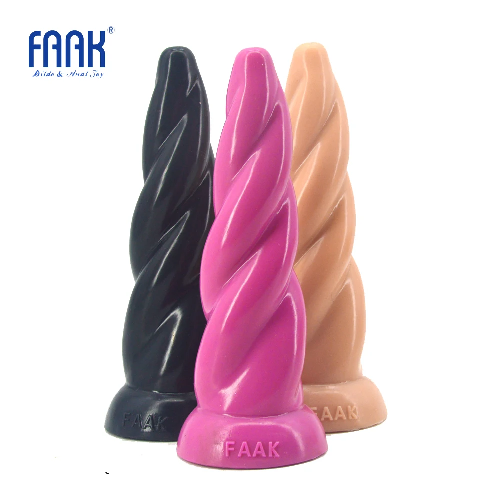 Силиконовая Анальная пробка FAAK фаллоимитатор спиральный с присоской новинка 2018