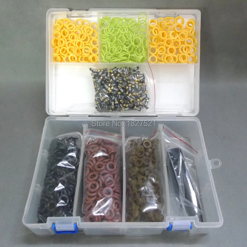 Online 200 Sets tipo universal de alta calidad Inyectores de combustible filtro kits de servicio de reparación Inyectores de combustible filtro sello casquillo printle espaciador