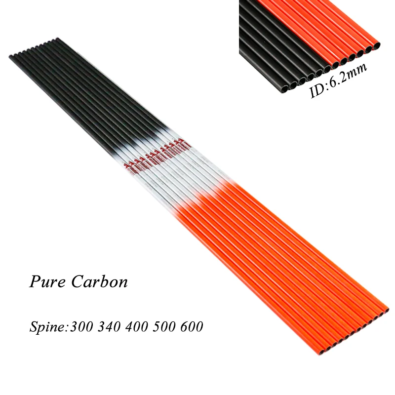Eixos de Seta Linkboy Archery Puro Carbono 30 - 32 Sp300-600 Id6.2mm Composto Arco Recurvo Caça Setas Tiro Corte Livre 12 Pçs 2 de seta 30 32