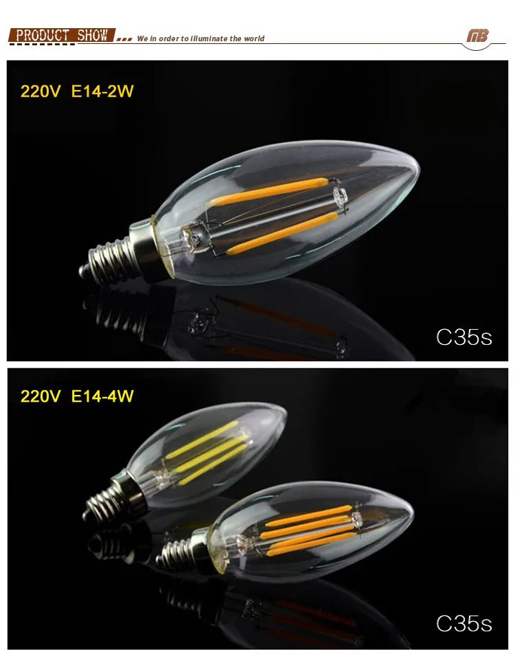 Светодиодный свечи E14 лампы 220 V 110 V 2 W 4 W 6 W C35 под старину Стиль свет лампы накаливания холодный белый теплый белый светодиодный лампы накаливания люстры