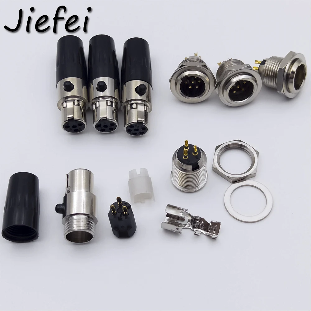 6 шт. Mini XLR 3 4 5 6 Pin женский встроенный в линию разъем 3 4 5 6 Pin гнездо Jack адаптер для микрофона микрофон аудио кабель Разъем