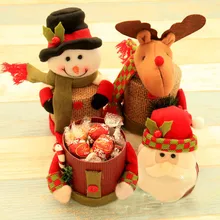 Веселая Рождественская корзина для детей Санта Клаус снеговик лося конфеты банка с упаковкой нетканые Тряпичные куклы weihnachten dekoration