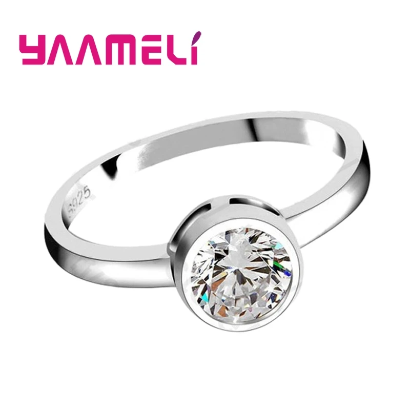 Продвижение моды круглый Кристал для свадьбы, помолвки 925 пробы серебряные кольца для женщин юбилей палец кольцо ювелирные изделия