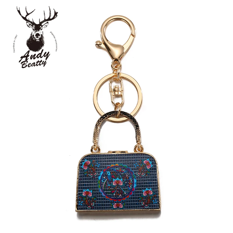 Andybeatty printing Metal 3D Woman bag Keychain Car Key Ring Fashion Women Bag Purse Charm Pendant Jewelry Best friend Gift | Украшения и