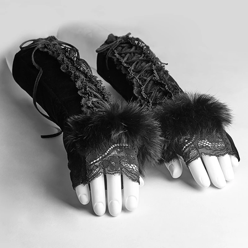 Gothic Women's Gloves Black Velvet Gloves Palace Court Party Gloves Halloween Sexy Arm Glovesin