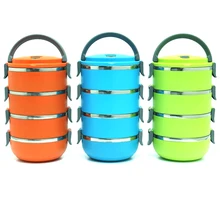 Портативный милый 4 слоя контейнер для еды "японский бенто" герметичный из нержавеющей стали тепловой Ланч-бокс детский Пикник контейнер для хранения пищи