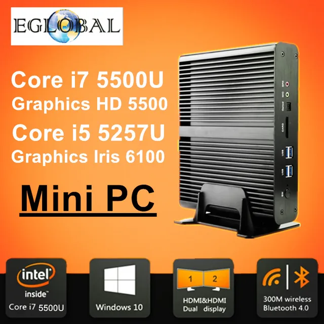eglobalnuc core i7 5500u htpc hdmi dp fanless mini pc computer what size ssd for windows 10