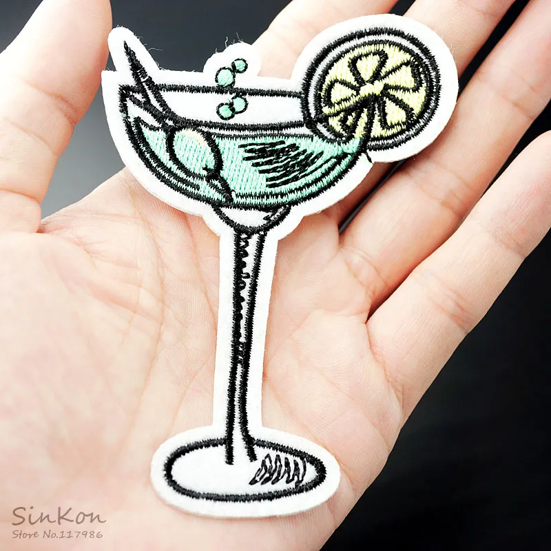 

Cocktail (Size:7.1X9.0cm) DIY Badges Patch Embroidered Applique Sewing Label Clothes Stickers Apparel Accessories Badge