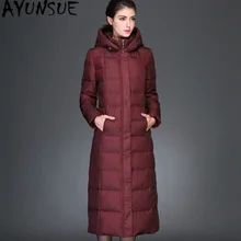AYUNSUE, длинное пальто, 90% утиный пух, куртка для женщин, зима размера плюс, женские пальто, теплые черные парки, Casacas Para Mujer KJ555