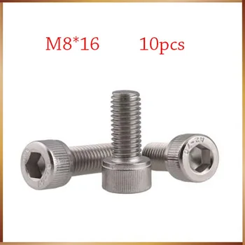 

M8 screws m8 bolt 10pcs/Lot Metric Thread DIN912 M8x16 mm M8*16 mm 304 Stainless Steel Hex Socket Head Cap Screw Bolts