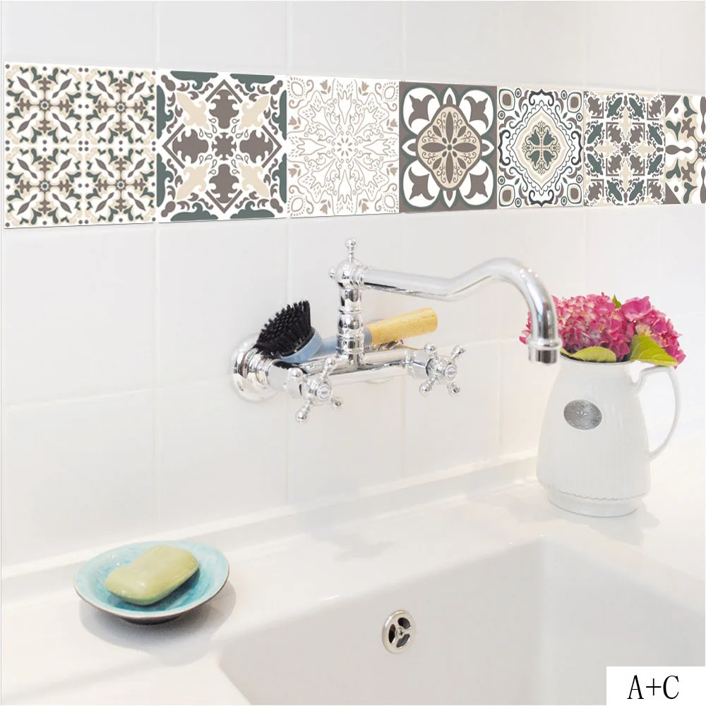 Vintage Moroccan Tile Stickers DIY Self Adhesive Waterproof PVC Bathroom Kitchen Wall Stickers Kitchen Waist Line Tiles Stiker Vintage Moroccan Tile Stickers DIY Self Adhesive Waterproof PVC Bathroom Kitchen Wall Stickers Kitchen Waist Line Tiles Stiker