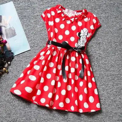 

2017 Cotton cute bow Girls dot dress children dress children's cartoon