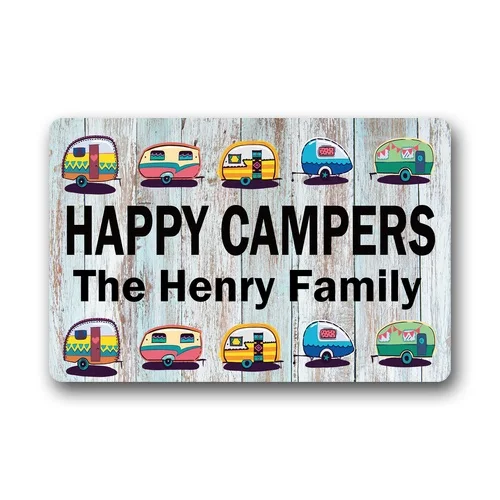 

Personalized [Your Family Name] Door Mat Indoor Outdoor Custom Doormat Decorative Home Office Welcome Mat Happy Campers Doormat