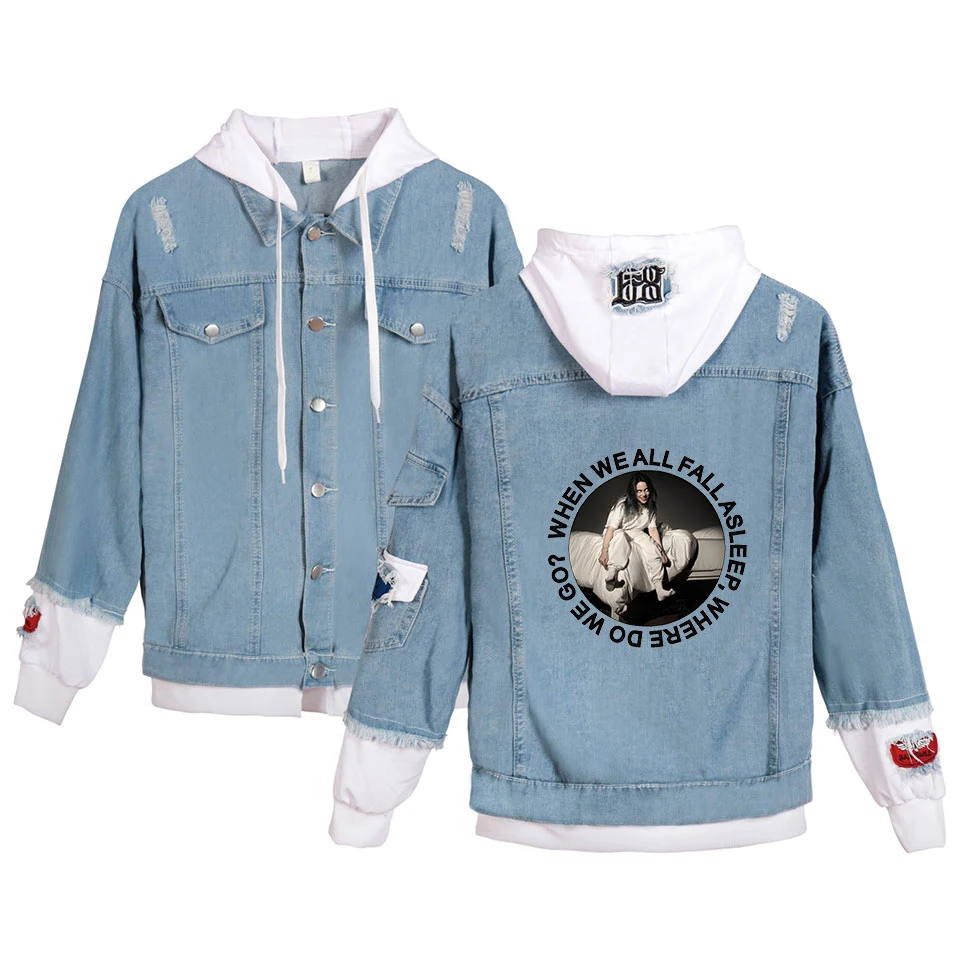 Finest  European Young Singer Billie Eilish 2019 New Fashion Denim Jacket Women Spring And Autumn Casual Wo