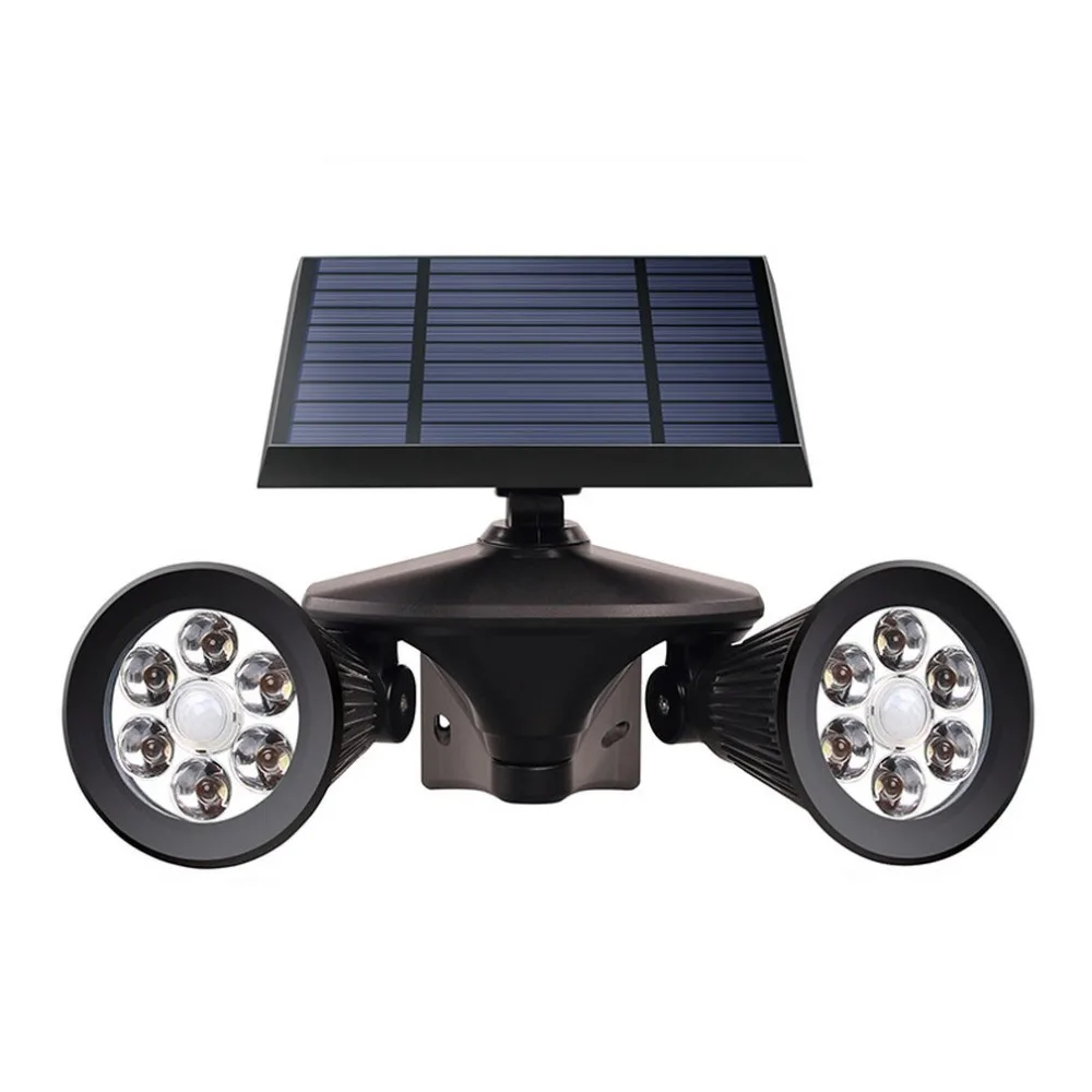 

Solar Lights Outdoor Led Double Head Spotlights Human Body Induction Dual-use Plug-in Wall Lawn Garden Street Light