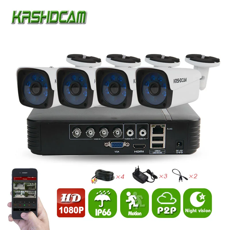 KRSHDCAM 4CH CCTV Системы 1080 P AHD 1080N DVR 4 шт. 3000TVL ИК Водонепроницаемый Открытый