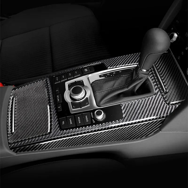 

Center Console Gear Shift Water Cup Holder Decoration Cover Trim 5Pcs For Audi A6 C6 2005-2011 Carbon Fiber Car Accessories