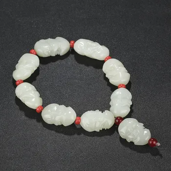 

Xinjiang hetian baishi 18 luohan hand control rosary bracelet high-grade jewelry gift./1