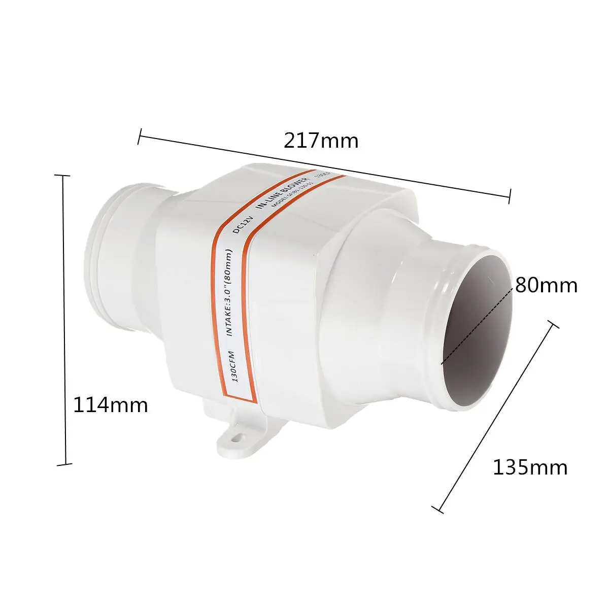 3 дюймов 12V 130CFM в линии воздуходувка лодка Bilge двигатель вентилятор ABS коррозионно-стойкие четыре лезвия вентиляторы