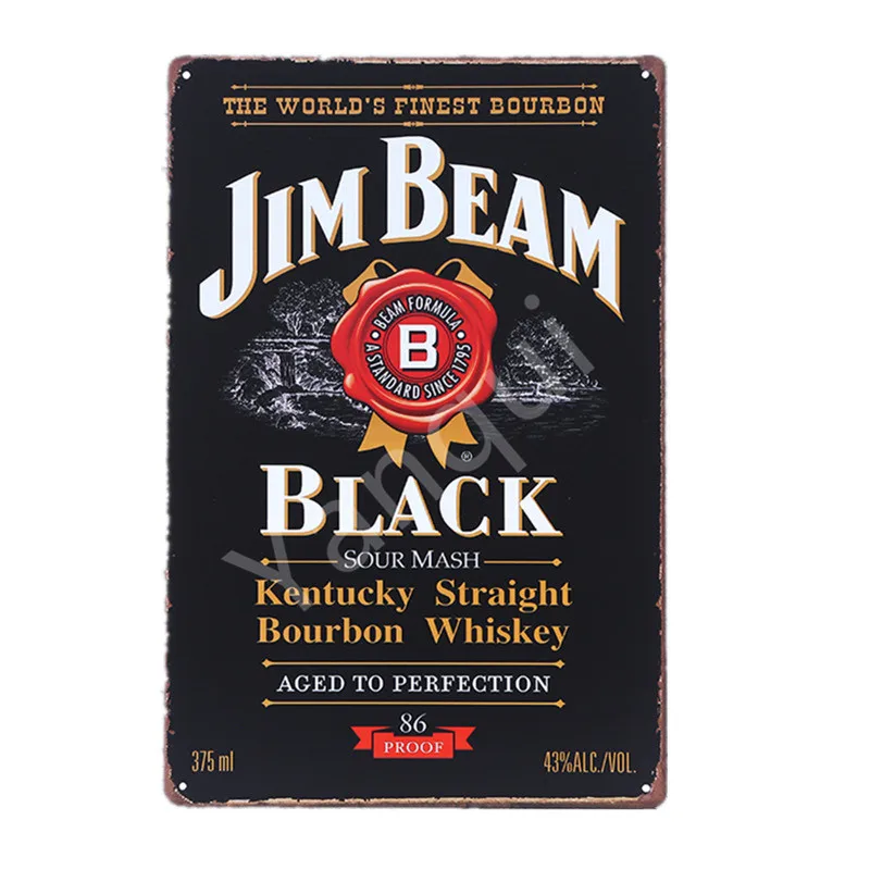 Ретро вино пиво бренд Jim Beam виски оловянные знаки черные вечерние металлические плакаты стены искусства стикеры Паб Бар Клуб домашний декор YQZ094 - Цвет: NEW0498A