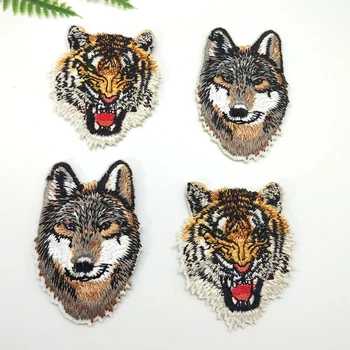 

20pcs/lot small tigers patches iron on patches clothe stickers wolf badges DIY embroidered patches for jeans clothes decoration