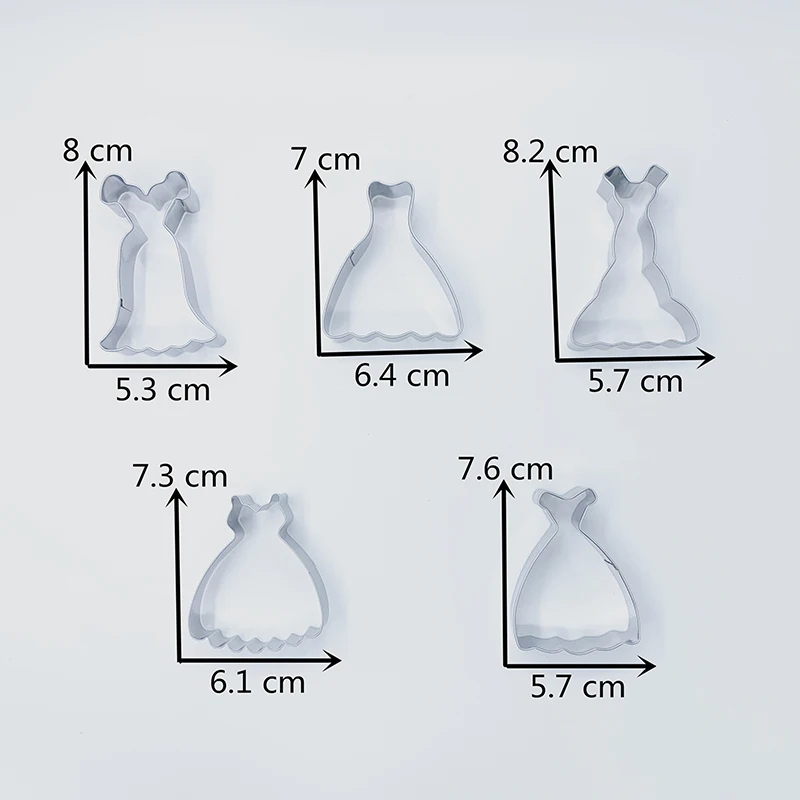 KENIAO Свадебное платье формочки для печенья- 5 предметов Печенье / Помадка / Кондитерские изделия / Хлеборезки- Нержавеющая сталь