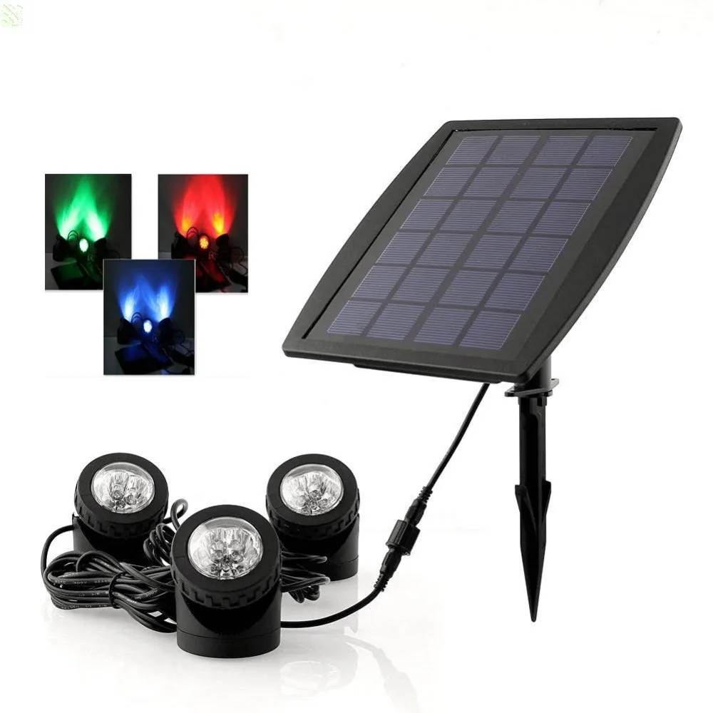 

LED Solar Lights 3 Lamps Landscape Spotlight Projection Light for Garden Pool Pond Outdoor Lighting Underwater Lights