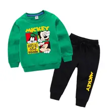 Roupas infantis menino/комплект из футболки с Минни Маус и штанов спортивные костюмы с героями мультфильмов весенне-осенняя одежда из чистого хлопка для девочек 2-8 лет
