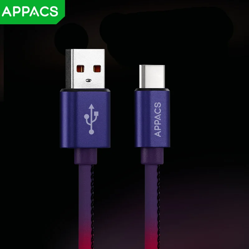 APPACS 1 м usb type-C кабель для зарядки телефона с горячим ощущением температуры зондирования Обесцвечивающий кабель для передачи данных USB-C для Xiaomi 4C huawei P9 Letv