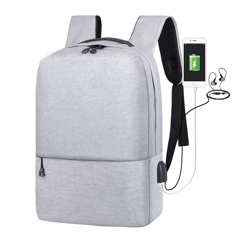 Мужской лоскутный рюкзак для ноутбука, модные школьные сумки для девочек, Большая вместительная сумка для зарядки через usb, водонепроницаемый Женский деловой рюкзак - Цвет: Grey B307