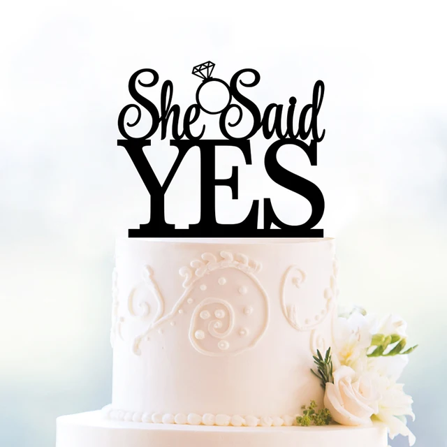 She Said Yes Cake Topper Gold She Said Yes Cake Topper Gold