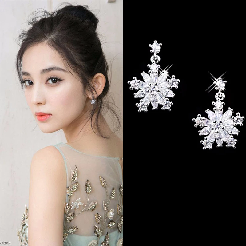 

DIEERLAN Luxury Brand 925 Sterling Silver Snow Earrings for Women Jewelry Fashion Drop Earring Party Gift Pendientes