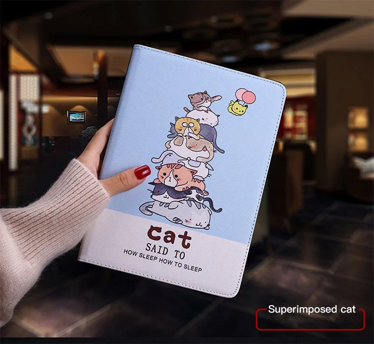 

Tablet Protective Case For apple ipad air3(2019) pro10.5 Flip smart stand cover pu leather Cute cat Cartoon illustration Case