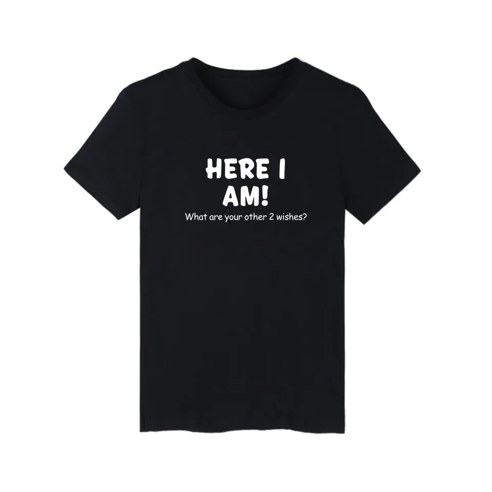 

Letters Here I Am Short Sleeve Tshirt Men Funny Summer Black Fashion Tee Shirt Men Casual High Quality T Shirt Men Cotton