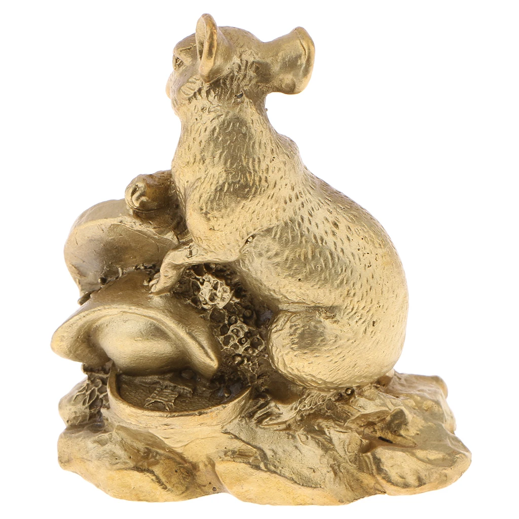 2x Twelve Zodiac Animal Figurine Brass Chinese Shengxiao Pig Rat Sculpture New Year Gift Business Present